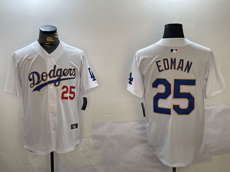 Men Los Angeles Dodgers 25 Edman White Game 2024 Nike MLB Jersey style 1211